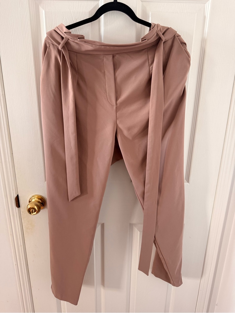 Dynamite Rose-Coral High-Waist Tie-Belt Pants
